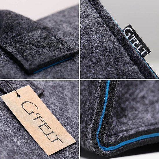 Premium vilten tas - als hoogwaardige boodschappentas, chique vrijetijdstas of badtas, krantenmand, vilten mand, boodschappenmand, stevige brandhouttas - tweekleurig grijs en rood