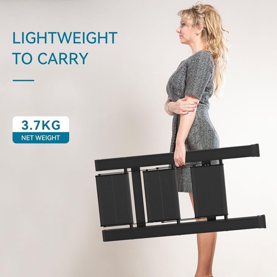 Trapladder, 3 treden, inklapbaar, aluminium vouwladder, draagbare vouwladder met breed anti-slip pedaal, opvouwbare huishoudladder, lichte ladder, draagvermogen 150 kg, zwart