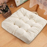 Zitkussen met banden, 55 x 55 cm, stoelkussen voor stoelen en vloeren, zacht zitkussen voor thuis, kantoor, banken en alle stoelen, beige (1 stuks)