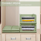 Set van 4 stapelbare opvouwbare opbergdozen voor kledingkast, kunststof kledingkast, kast, organizer, box, uittrekbaar als een lade, geschikt voor thuis, slaapkamer, keuken (groen)