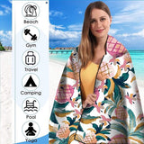 180 cm* 80 cm dubbelzijdige oversized microvezel strandlaken voor volwassenen, lichtgewicht extra grote sneldrogende zandvrije badhanddoek om te zwemmen, sport, strand, fitness-zonsondergang (dun)