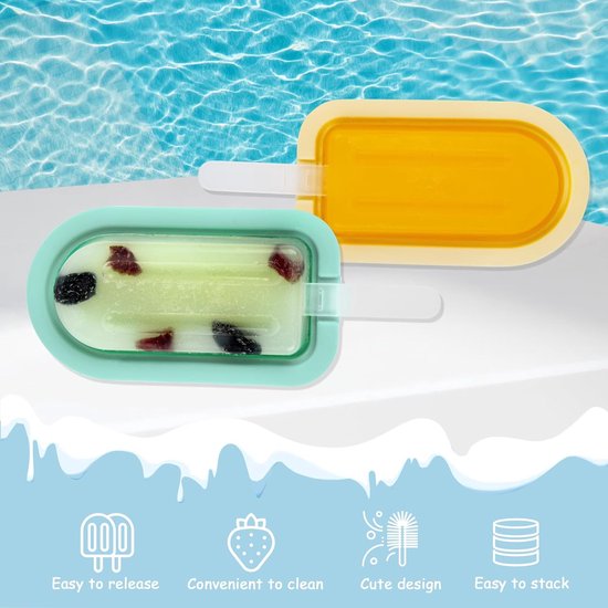 12 stuks ijsvormen, ijslolly, siliconen popsicle vormen, cakesicles siliconen vorm, met siliconen deksel en 12 ijsstokjes voor doe-het-zelf dessert en ijslolly's (herbruikbaar)