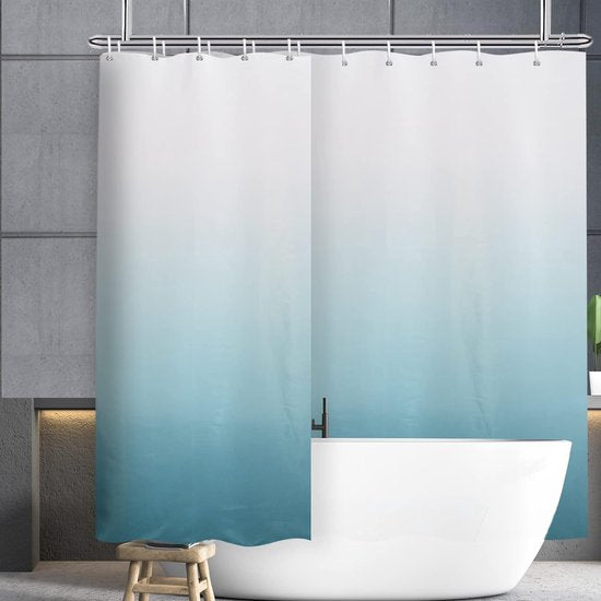 Shower Curtain Extra Wide 300 cm with Colour Gradient in Turquoise, Extra Long Water-Repellent Curtain for Bathroom and Bathtub, Perfect as a Room Divider, Width 300 x Height 200 cm