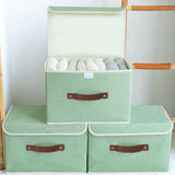 Opbergdozen met deksels 3 pack, inklapbare opbergbak met handvat, voor het organiseren, 38x25x25cm, groen