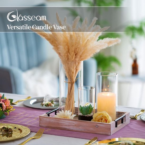 Decoratieve vaas, glazen cilinder, tafeldecoratie, 3 stuks/set, bloemenvaas, moderne glazen vaas, rond, glazen cilinder, bloemenvaas, tulpenvaas