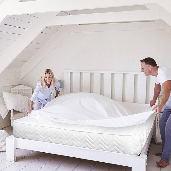 Waterdichte matrasbeschermer, 160 x 200 cm, hoeslaken, ademende matrashoes, waterdicht, matrasbescherming, hoeslakens, donkerblauw