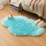 Vloerkleed van imitatiebont Pluizig Zacht Warm Modern Vloermat Bankmat Imitatiebont Decoratief bont Onregelmatig Slaapkamerkleed Wol Lang haar Casual uitstraling 60 x 90 cm Blauw