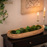 Houten schaal decoratieve houten dienblad decoratieve schaal: groot dienblad rechthoekig sleutelschaal hout lengte 42 cm sleutel schaal kaarsen bord fruitschaal tafel decoratief dienblad