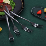 Zwarte Tafelvorken, 6 Stuks, Roestvrij Staal, 8 Inch Vorken, Bestekset, Dessertvorken, Tafelvorken, Saladevorken voor Thuis, Keuken of Restaurant, Vaatwasmachinebestendig