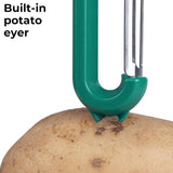 2 stuks dunschiller, aardappelschiller, groenteschiller, glad en gekarteld lemmet, schillen van groenten en fruit biedt scherpte soepelheid en een comfortabele grip, groen