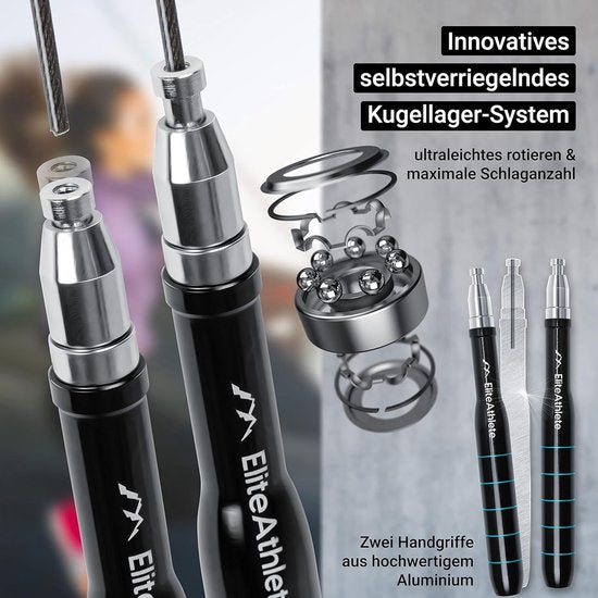 Springtouw volwassenen - Speed Rope met reservekabel - professionele kogellagers - Skipping Rope - Jump Rope - Fitness Crossfit Boksen - Springtouw Volwassenen incl. touwbeschermer + tas