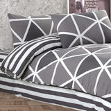 Stripe Beddengoed, 135 x 200 cm, grijs, ademend, renforcé beddengoedset met 1 dekbedovertrek van 135 x 200 cm en 1 kussensloop van 80 x 80 cm, beddengoed, grijs