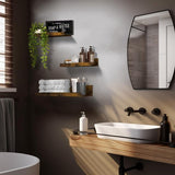 Wandrek, houten rek, 5-delige set, zwevende planken, vintage wandplanken, houten rek voor keuken, kinderkamer, woonkamer