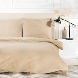 Deluxe Beddengoedset, 155 x 220 cm, 100% katoen, dekbedovertrek met kussensloop 80 x 80 cm, hoogwaardig dekbedovertrek met ritssluiting, Made in EU, beige, 155 x 220 cm