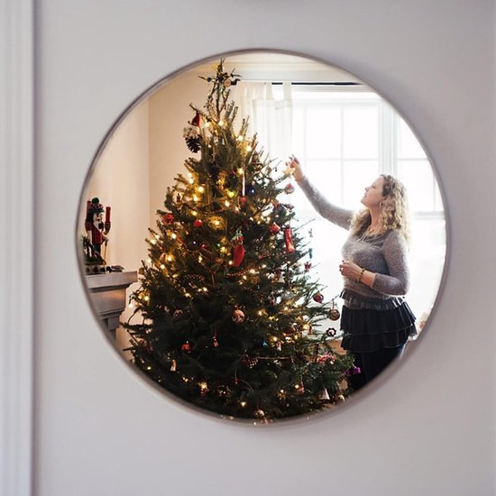 Spiegel Muurstickers Acryl, 2 Stukken 3D Spiegel Muursticker Zelfklevende DIY Behang Spiegel Muursticker Spiegel Tegels Kunst Decoratie Behang,30 * 30cm,voor Thuis Woonkamer(Zilver)