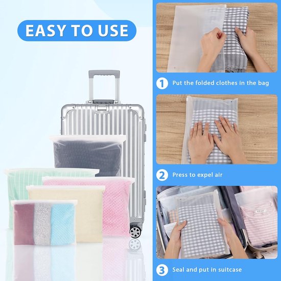 Zip zakken voor op reis, 5 maten, herbruikbare ritszakken, reistas, waterdicht, geurdicht, koffer-opbergtas, kledingtassen voor kleding, schoenen, ondergoed, cosmetica (40 stuks)