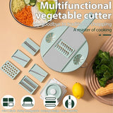 6-in-1 groentesnijder, uiensnijder, groenteschaaf, fruitsnijder, groentesnijder, handmatig, bloksnijder met 6 verwisselbare messen voor wortel, komkommer, aardappel, pompoen, courgette