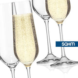 SAHM Champagneglazen, 6-delig, 200 ml, champagneglas, vaatwasmachinebestendig, duurzaam, ook ideaal als Prosecco glazen en champagneglazen