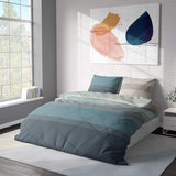 Beddengoed 135 x 200 cm, 2-delig dekbedovertrek - beddengoedsets 135 x 200 cm met 1 kussensloop 80 x 80 cm, ademend katoen met ritssluiting, blauw-lichtblauw, zacht en strijkvrij