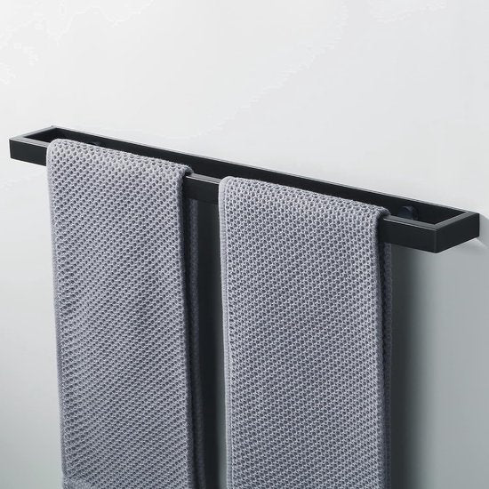 Handdoekenrek Zwart Handdoekrek Gastenhanddoekrek Wandgemonteerd roestvrijstalen badhanddoekrek voor badkamer en keuken 50CM