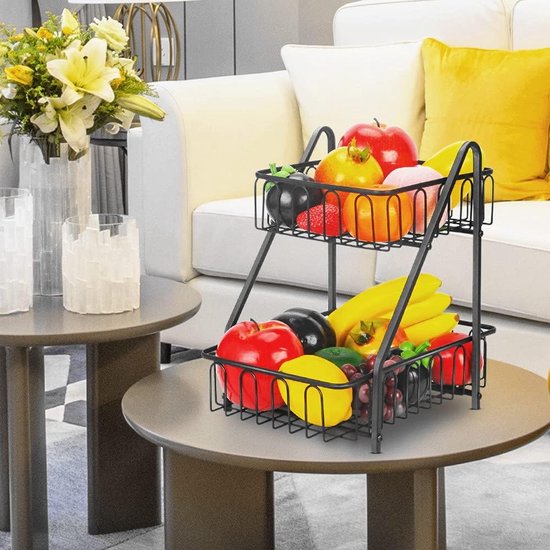 Fruitmand 2 dieren fruitschaal broodmand groenteframe voor fruit, groenten, snacks, thuis, keukenopslag, zwart