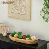 Houten schaal decoratieve houten dienblad decoratieve schaal: groot dienblad rechthoekig sleutelschaal hout lengte 42 cm sleutel schaal kaarsen bord fruitschaal tafel decoratief dienblad