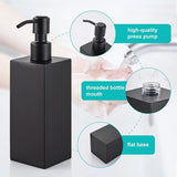 Zeepdispenser, zwart, roestvrij staal, afwasmiddeldispenser, 350 ml, navulbaar, gemakkelijk in te drukken, pompfles, vrijstaand, vloeibare zeepdispenser, lotionfles voor keuken en badkamer, 6 x