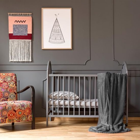 Deken voor bank, bed, knuffeldeken, zachte en warme bankovertrek, deken, sprei, wollig, 150 x 200 cm, dikke bankdeken, woondeken (donkergrijs)