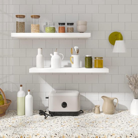 wandplank, boekenplank, planken voor decoratieve wandplanken, van MDF-hout, set van 2 hangplanken, wit, 40 x 23 x 3,8 cm, 2 stuks