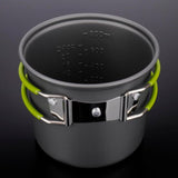 Campingpannenset, aluminium kampeerpot, buitenkookgerei met opvouwbaar bestek, campingservies voor 2 personen, campingservies voor wandelen, vissen, picknick, FDA-gecertificeerd