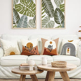 Kussensloop 50 x 50 cm, set van 4 outdoor kussens, sierkussens, linnen, kussenhoezen, geometrisch patroon, kussenhoezen voor bank, woonkamer, sierkussen, 50 x 50 cm