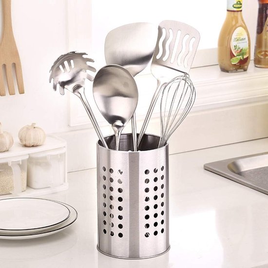 Keukengereihouder van roestvrij staal, groot, keukengerei-organizer, bestekmand voor het organiseren van laden en werkbladen voor alle keukens, 2 stuks