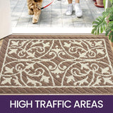 Indoor Doormat, 80 x 120 cm, Dirt Trapper Mat, Non-Slip, Washable Entrance Rug, Door Mat, Foot Mats Front Door for Entrance, Hallway, Garden, Indoor, Pet (Brown)