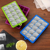 Silicone Ice Cube Tray, Pack of 3 Ice Cube Trays & Ice Cube Trays with Lid, Freezer Mould Silicone Large, Ice Ball Mould, Ice Cube Tray, Silicone Mould Ice Cube Moulds (Blue/Green/Purple)