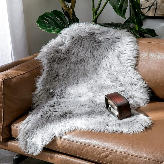 Nepbont Vloerkleed Pluizig Zacht Warm Modern Vloermat Bankmat Imitatiebont Deco Bont Onregelmatig Bedmat Wol Lang Haar Optiek Gezellig