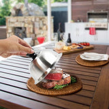 3 stuks roestvrij stalen hamburgerkappen 16 x 9 cm, burgerbel met anti-verbrandingsgreep, burgerklokken burgercover voor cheeseburger barbecue steak