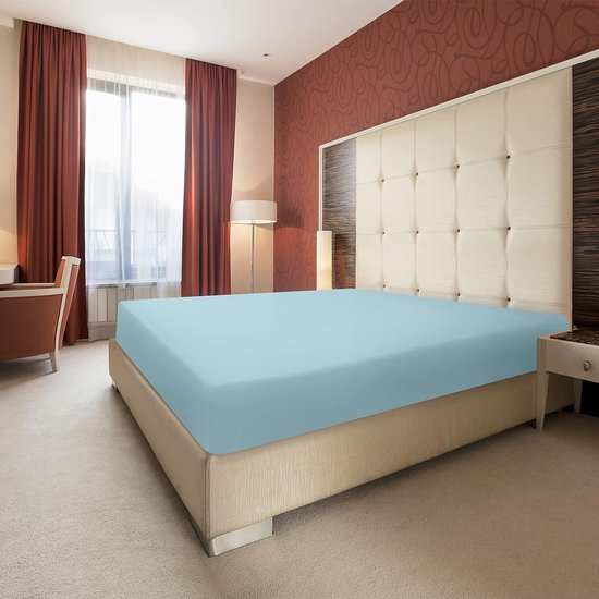 Hoeslaken 90x200cm - Spa Blauw - geborsteld polyester microvezel hoeslaken - 35 cm diepe zak