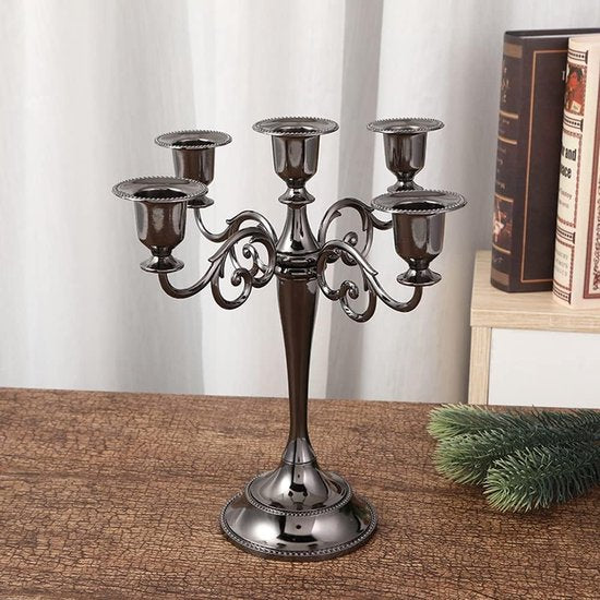 Candle Holder Set of 5 Arms 27 cm Height Taper Candle Decorative Diameter 2.2 cm Black