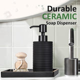 Zeepdispenser, Matzwart, 360 ml, Handwasdispenser, Afwasmiddeldispenser, Pompflesdispenser, Lotiondispenser, Zeepdispenser, Keuken, Badkamer, Douche, Gootsteen, Kolomvorm