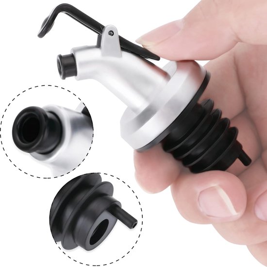 10 stuks schenkers voor olieflessen, flessenschenkers met klep, roestvrijstalen olieschenkers, sterke drankschenkers voor flessen, wijn, schenkolie, lekvrije wijnschenkers voor keuken en bar