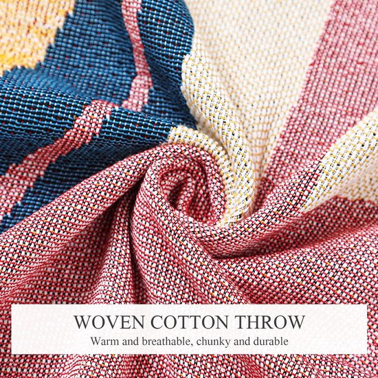 Dubbelzijdige katoenen geweven deken, sprei met kwastjes, jungle, Boheemse stijl, wandtapijt, knuffeldeken, decoratieve deken voor bed, bank, stoel, camping, deken, tafelkleed, tapijt, 160 x130