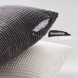 Kussensloop 40 x 40 cm, grijs, set van 4 corduroy korrelig kleurverloop, decoratieve kussensloop, bankkussen, voor bank, slaapkamer, woonkamer, balkon, kinderen