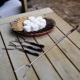 4 uitschuifbare campingstokken voor het roosteren van marshmallows, duurzame roestvrijstalen uitrusting, spiesen met geïsoleerde handgrepen, telescopische vorken, keukengerei voor s'mores, hotdogs en shish kebabs