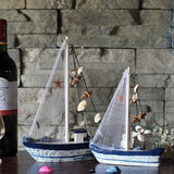 Houten zeilboot model boot decoratie decoraties nautische maritieme anker schelp nautische perfect voor strand zee vakantiedecoratie hout zeilboten model met visnet