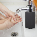 Zeepdispenser, zwart, roestvrij staal, afwasmiddeldispenser, 350 ml, navulbaar, gemakkelijk in te drukken, pompfles, vrijstaand, vloeibare zeepdispenser, lotionfles voor keuken en badkamer, 6 x