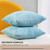 Deconovo Corduroy Kussenhoes met Ritssluiting, 45x45 cm, Hemelsblauw, 2 stuks, Vierkante Kussensloop voor Bank, Slaapkamer