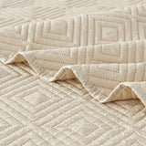 Sprei, bedsprei, 180 x 220 cm, beige, microvezel sprei, bedspreiset met 1 kussensloop van 50 x 75 cm, doorgestikt bij ultrasjaal 3D-deken, bedsprei, sprei.