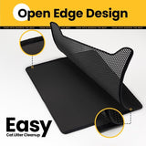 Kattenbakmat, hoogwaardige dubbellaagse waterdichte kattenmat, honingraatpatroon om de strooiverdeling te regelen, eenvoudige reiniging voor de kattenbakmat (zwart, groot, 76 x 61 cm)