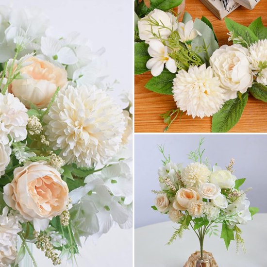 Kunstbloemen, 2 stuks kunstpioenen neppioen voor decoratie, zijden pioenrozen, bloemstukken, middenstukken, tafel voor thuisfeest, bruiloftsdecoratie