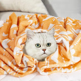 fleecedeken, 127 x 152 cm, zachte en warme knuffeldeken, pluizig, Boheems kreukbestendig winterdeken, bankdeken voor bank, bed, slaapkamer, woonkamer, kantoor - oranjebloesem